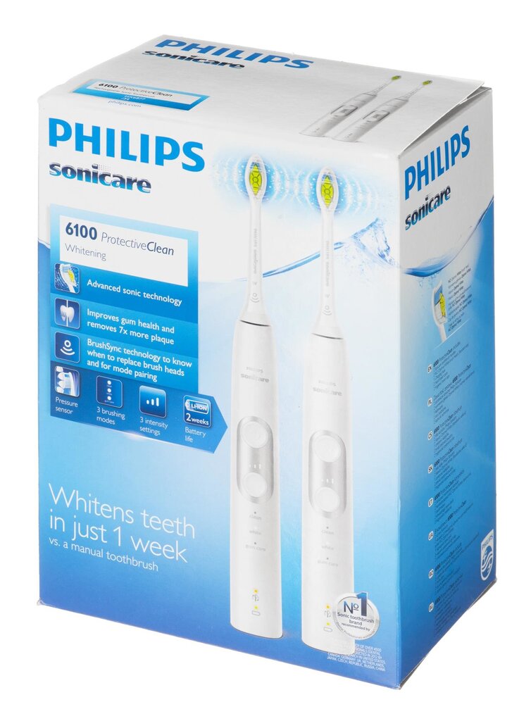 Philips ProtectiveClean 6100 HX6877/34 kaina ir informacija | Elektriniai dantų šepetėliai | pigu.lt