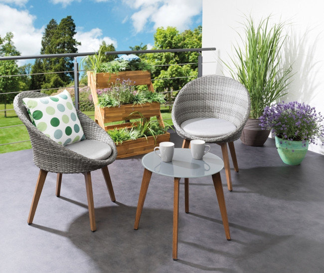 Lauko baldų komplektas Auckland, pilkos/ąžuolo spalvos kaina ir informacija | Lauko baldų komplektai | pigu.lt