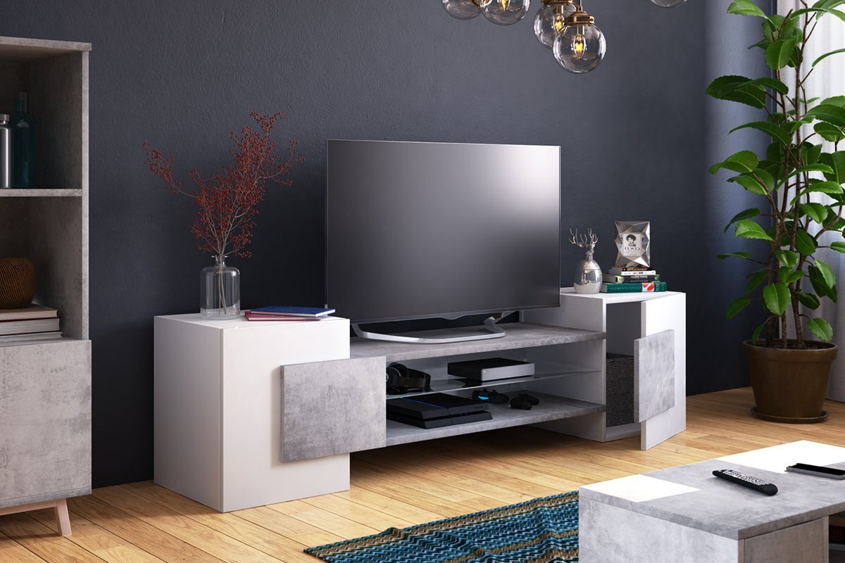 TV staliukas Gaelin, baltas/pilkas kaina ir informacija | TV staliukai | pigu.lt