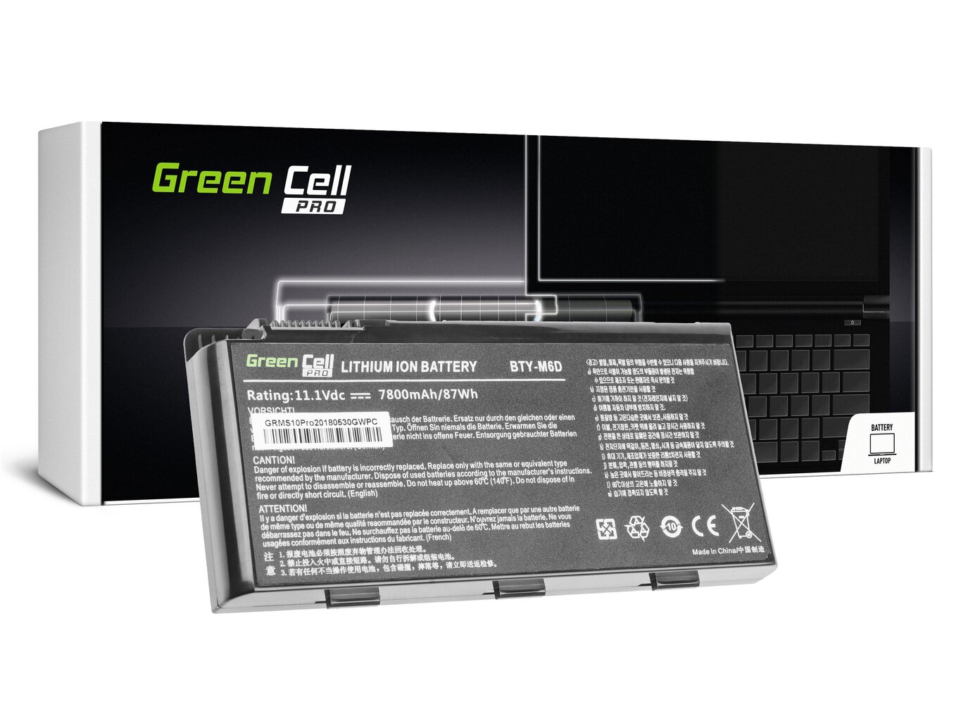 Green Cell PRO Laptop Battery BTY-M6D for MSI GT60 GT70 GT660 GT680 GT683 GT780 GT783 GX660 GX680 GX780 цена и информация | Akumuliatoriai nešiojamiems kompiuteriams | pigu.lt