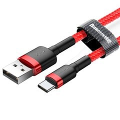 Baseus USB Kabelis Durable Nylon Braided Wire Usb / Usb-C Qc3.0 3A 1M raudonas CATKLF-B09 kaina ir informacija | Laidai telefonams | pigu.lt