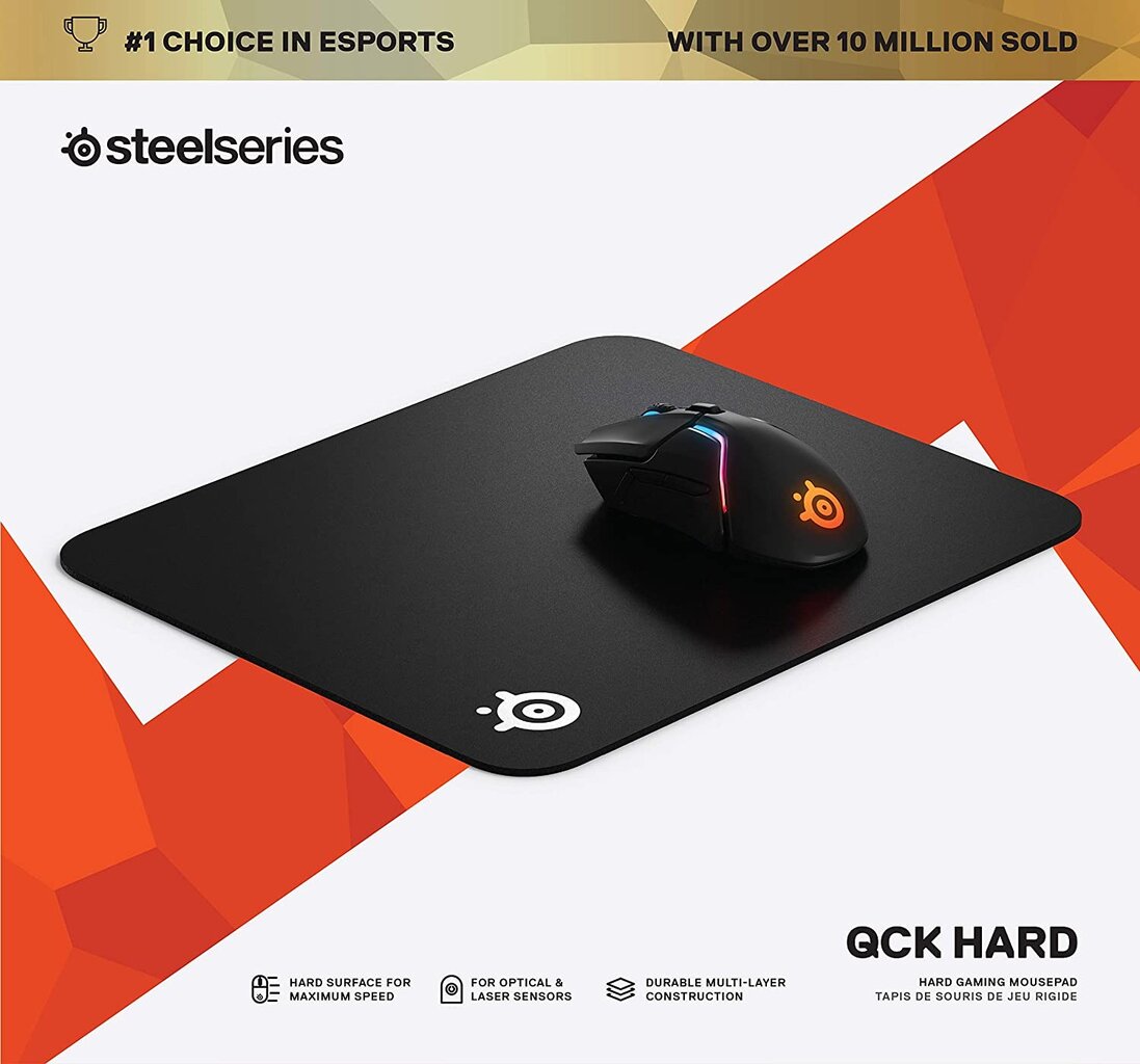 Steelseries QcK Hard Pad, juoda kaina ir informacija | Pelės | pigu.lt