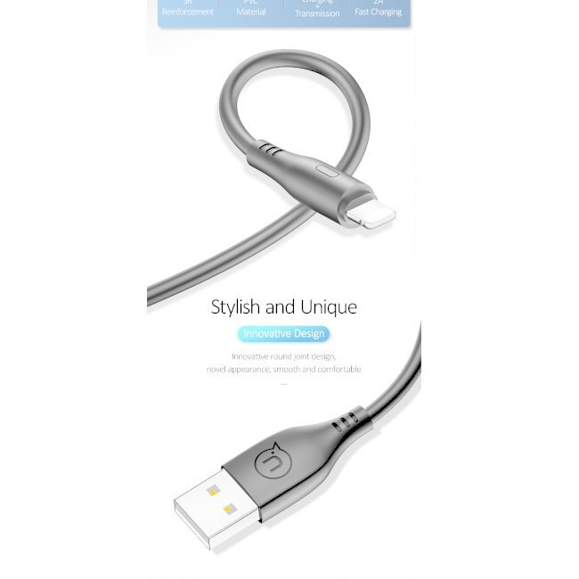 Kabelis Usams SJ266USB02, USB A - Lightning 8pin, 1 m kaina ir informacija | Kabeliai ir laidai | pigu.lt
