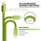 Swissten Textile Fast Charge 3A Lighthing (MD818ZM/A) Data and Charging Cable 2m Green kaina ir informacija | Kabeliai ir laidai | pigu.lt