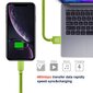 Swissten Textile Fast Charge 3A Lighthing (MD818ZM/A) Data and Charging Cable 2m Green kaina ir informacija | Kabeliai ir laidai | pigu.lt