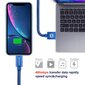 Swissten Textile Fast Charge 3A Lighthing (MD818ZM/A) Data and Charging Cable 2m Blue kaina ir informacija | Kabeliai ir laidai | pigu.lt