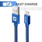 Swissten Textile Fast Charge 3A Lighthing (MD818ZM/A) Data and Charging Cable 2m Blue kaina ir informacija | Kabeliai ir laidai | pigu.lt