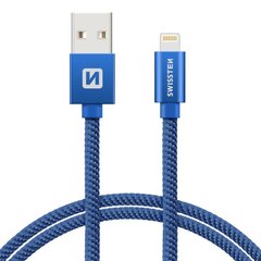 Swissten Textile Fast Charge 3A Lighthing (MD818ZM/A) Data and Charging Cable 2m Blue kaina ir informacija | Swissten Buitinė technika ir elektronika | pigu.lt