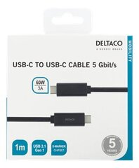 Deltaco USBC-1054M, USB C, 1m kaina ir informacija | Laidai telefonams | pigu.lt