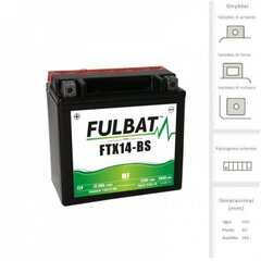 Akumuliatorius FULBAT YTX14-BS (FTX14-BS), 12 Ah 200 A EN 12V kaina ir informacija | Moto akumuliatoriai | pigu.lt