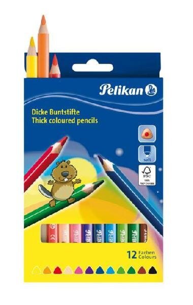 Spalvoti pieštukai, 12 spalvų kaina ir informacija | Piešimo, tapybos, lipdymo reikmenys | pigu.lt