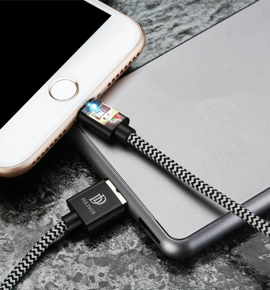 Dux Ducis K-ONE Series USB / Lightning 2.1A 1m laidas, Juoda kaina ir informacija | Laidai telefonams | pigu.lt