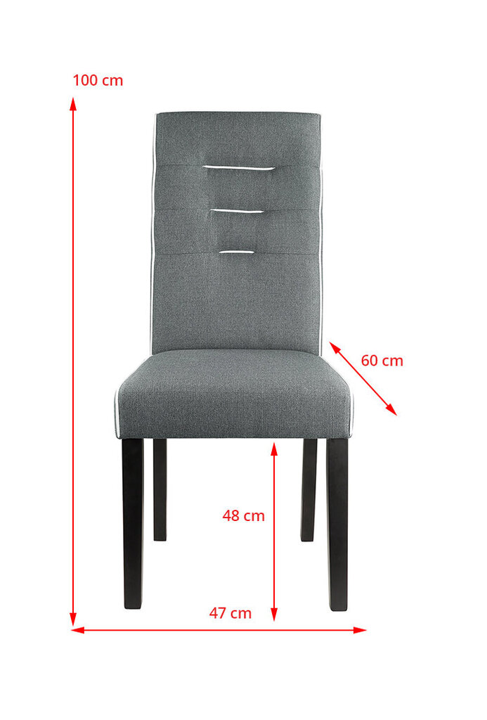 2-jų kėdžių komplektas Flo, pilkas цена и информация | Virtuvės ir valgomojo kėdės | pigu.lt