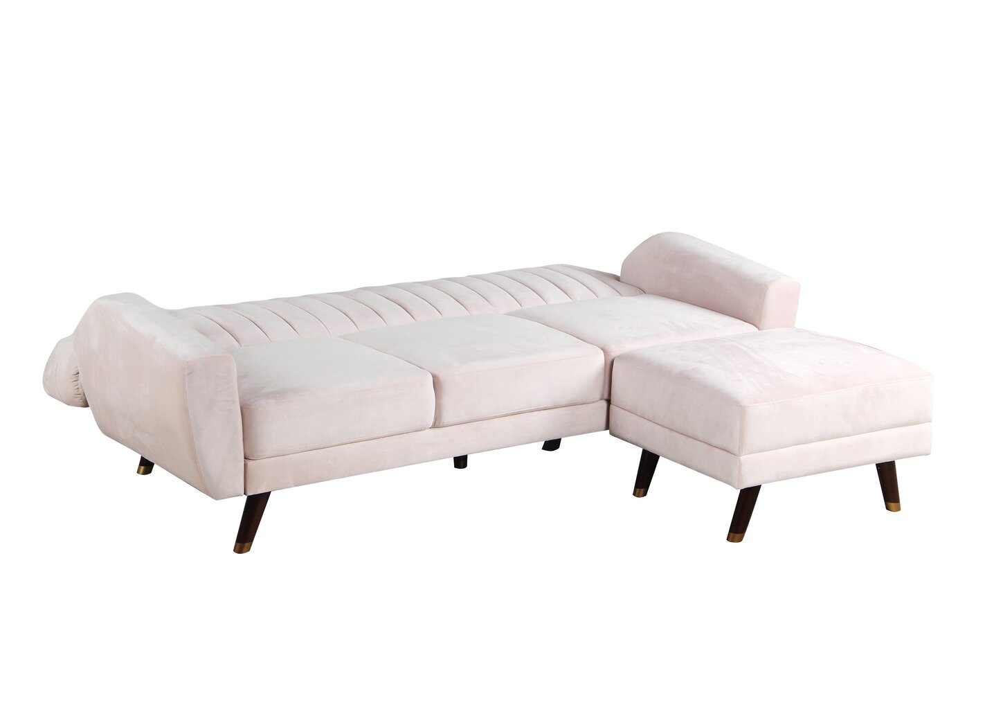 Sofa su pufu Karen 3S, kreminė цена и информация | Minkšti kampai | pigu.lt