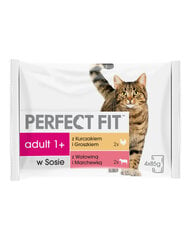 Perfect Fit Cat Adult 1+ kačių konservai su mėsa, 4x85 g kaina ir informacija | Konservai katėms | pigu.lt