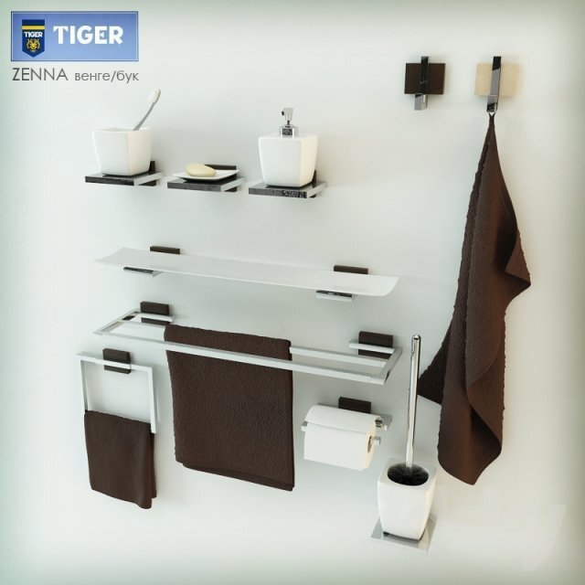 "Tiger Zenna Wenge" Dvigubas rankšluosčių laikiklis vonios ir dušo kaina ir informacija | Vonios kambario aksesuarai | pigu.lt