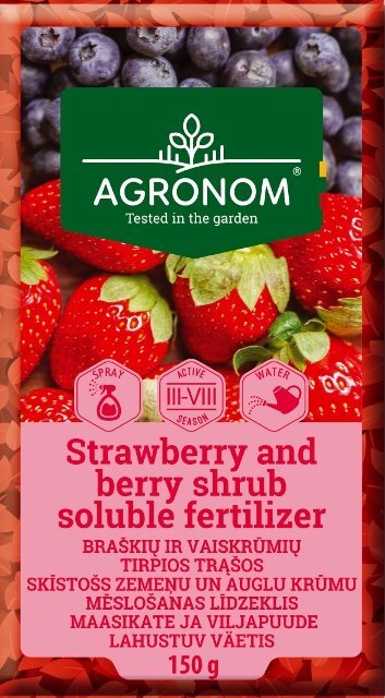 Agronom braškių ir vaiskrūmių tirpios trąšos 150 g kaina ir informacija | Birios trąšos | pigu.lt