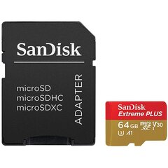 Карта памяти SANDISK, MICRO SDXC 64GB CLASS10/W/A SDSQXBZ-064G-GN6MA  цена и информация | Карты памяти для фотоаппаратов, камер | pigu.lt