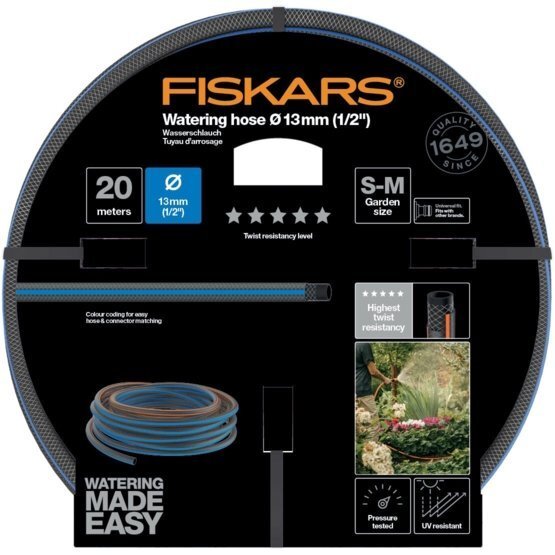 Laistymo žarna Fiskars Q5, 13mm (1/2”) 20 m kaina ir informacija | Laistymo įranga, purkštuvai | pigu.lt
