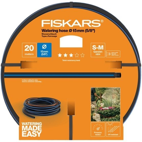 Laistymo žarna Fiskars Q3, 15mm (5/8'') 20 m kaina ir informacija | Laistymo įranga, purkštuvai | pigu.lt