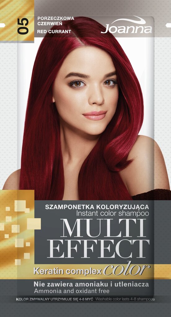 Dažomasis plaukų šampūnas Joanna Multi Effect 35 g, 05 Red Currant kaina ir informacija | Plaukų dažai | pigu.lt