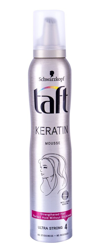 Stiprios fiksacijos plaukų putos Schwarzkopf Taft Keratin Complete 200 ml kaina ir informacija | Plaukų formavimo priemonės | pigu.lt