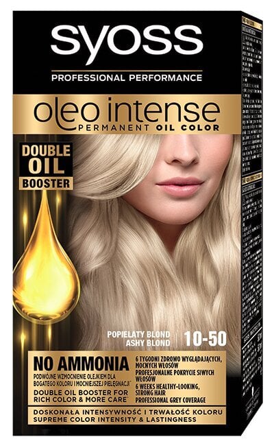 Plaukų dažai SYOSS OLEO INTENSE 10-50 Pelenų atspalvio šviesa цена и информация | Plaukų dažai | pigu.lt