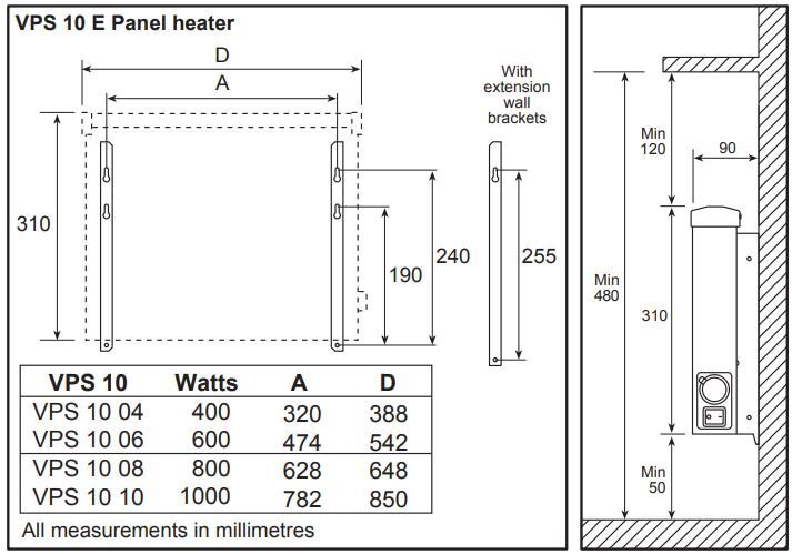 Atsparus aptaškymui elektrinis radiatorius VPS1010 EM 1000W цена и информация | Šildytuvai | pigu.lt