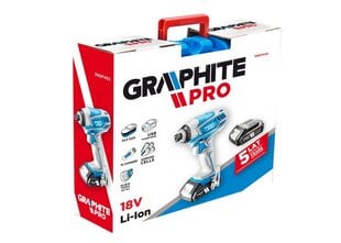 Akumuliatorinis smūginis suktuvas Graphite 2 x 18V, Li-Ion/2.5Ah (59GP402) kaina ir informacija | Graphite Santechnika, remontas, šildymas | pigu.lt