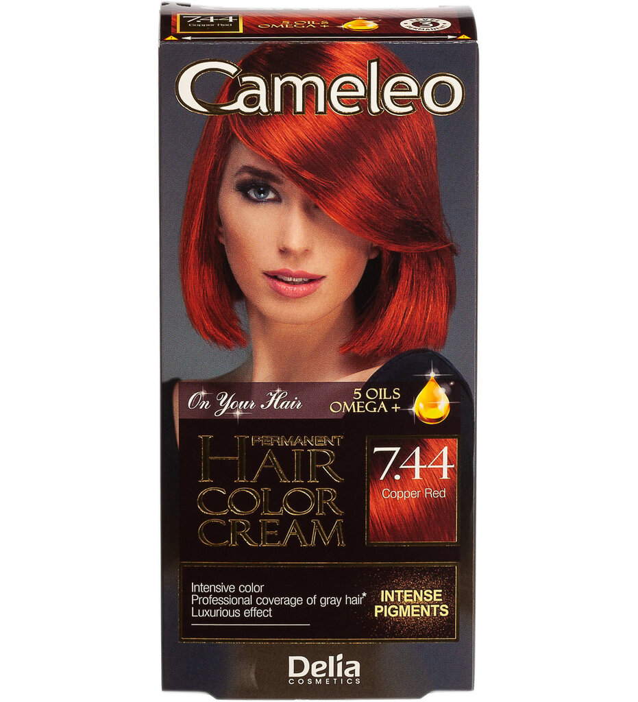 Ilgalaikiai plaukų dažai Delia Cameleo Omega +, 7.44 Copper Red kaina ir informacija | Plaukų dažai | pigu.lt