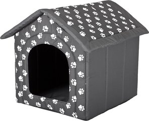 Лежак-конура Hobbydog R6 следы, 76x72x74 см, серый цена и информация | Лежаки, домики | pigu.lt