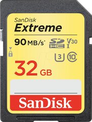 SanDisk Extreme SDHC Card 32GB 90MB/s V30 UHS-I U3 2-pack; EAN: 619659147020 kaina ir informacija | Atminties kortelės fotoaparatams, kameroms | pigu.lt