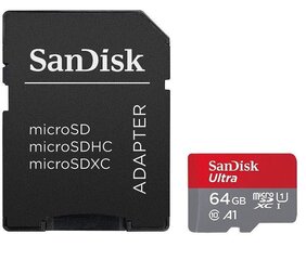 SanDisk Ultra microSDXC A1 64GB 100MBs kaina ir informacija | Atminties kortelės fotoaparatams, kameroms | pigu.lt