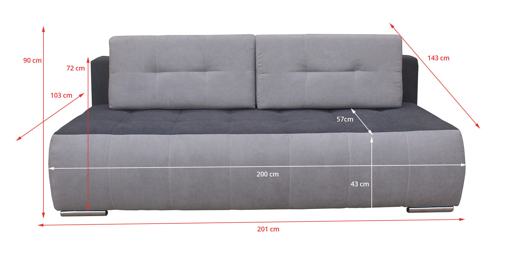 Sofa Luna, tamsiai pilka цена и информация | Sofos | pigu.lt