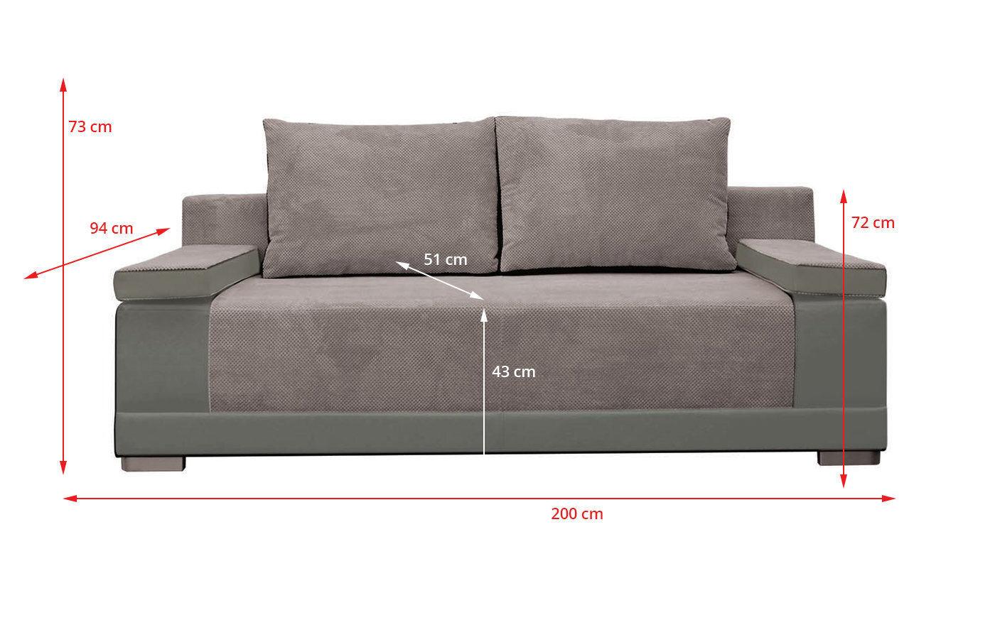 Sofa Rimini, pilka/balta kaina ir informacija | Sofos | pigu.lt