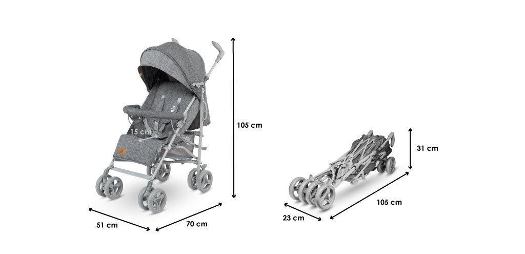 Vežimėlis-skėtukas Lionelo Irma, Grey kaina ir informacija | Vežimėliai | pigu.lt