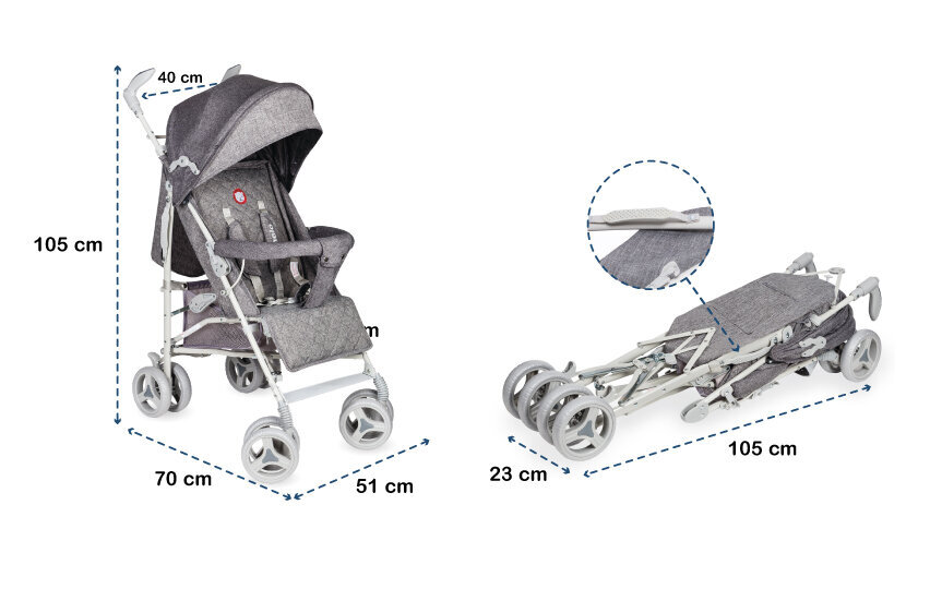 Vežimėlis-skėtukas Lionelo Irma, Grey kaina ir informacija | Vežimėliai | pigu.lt