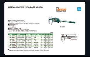 Skaitmeninis slankmatis Insize (150 mm) su fiksavimo varžtu kaina ir informacija | Insize Santechnika, remontas, šildymas | pigu.lt