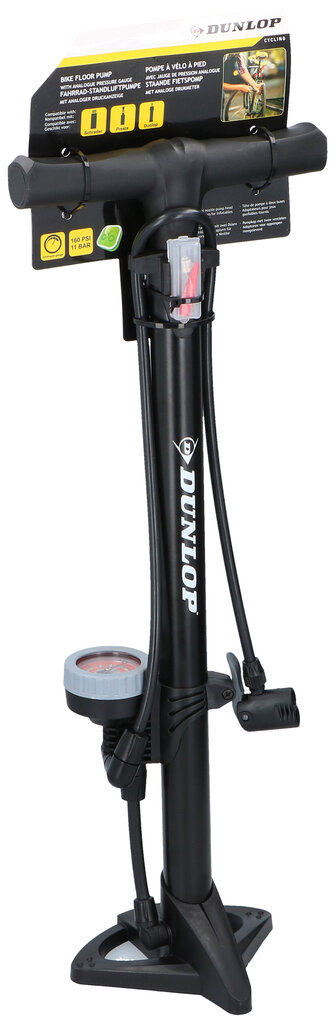 Dviračio pompa su manometru Dunlop, juoda цена и информация | Pompos dviračiams | pigu.lt