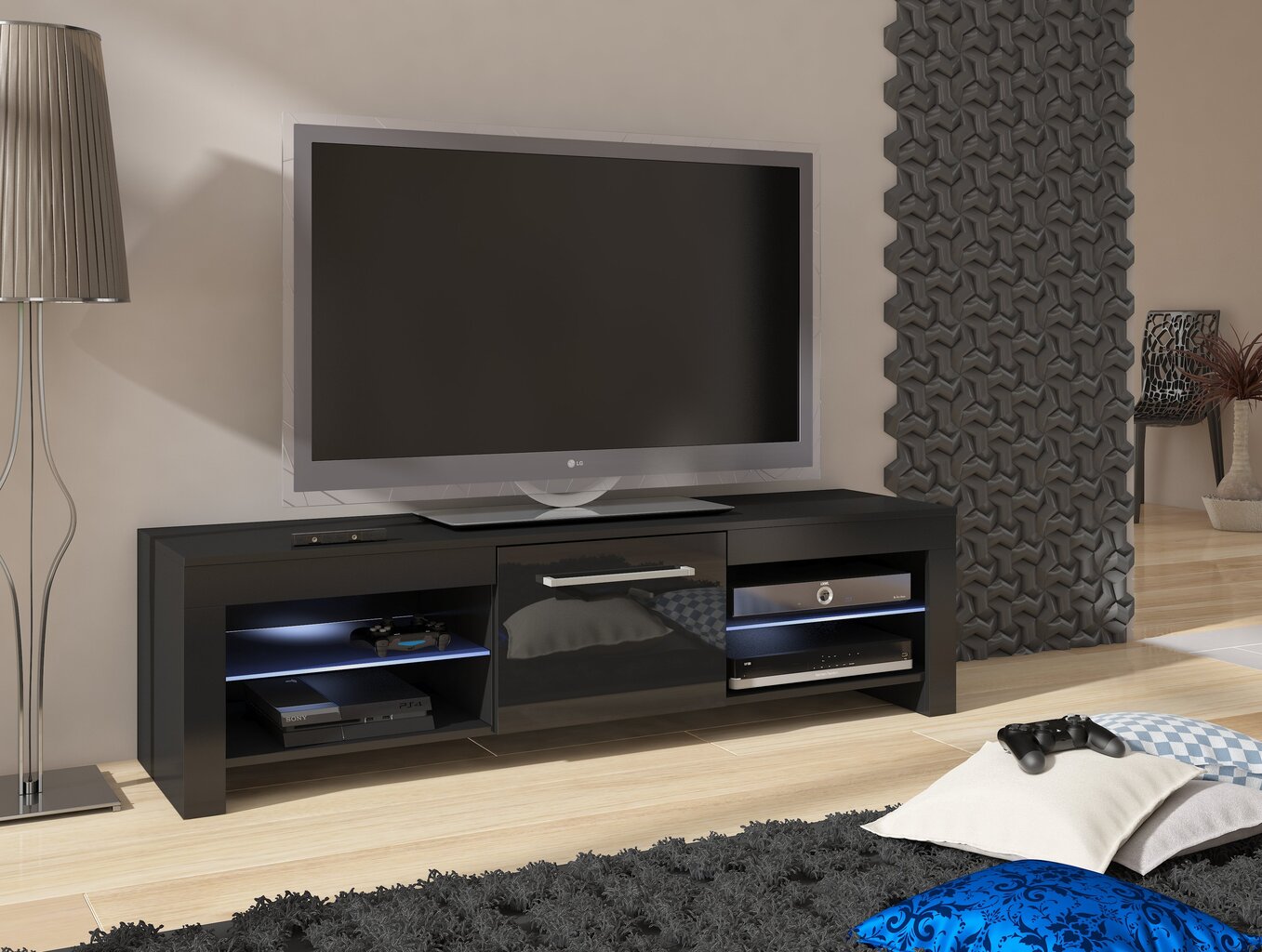 TV staliukas Flex, juodas kaina ir informacija | TV staliukai | pigu.lt