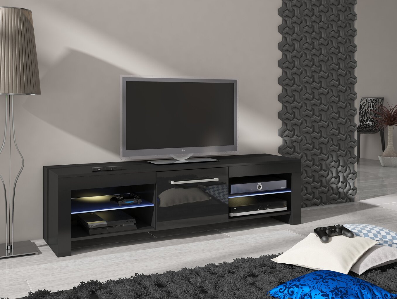 TV staliukas Flex, juodas kaina ir informacija | TV staliukai | pigu.lt
