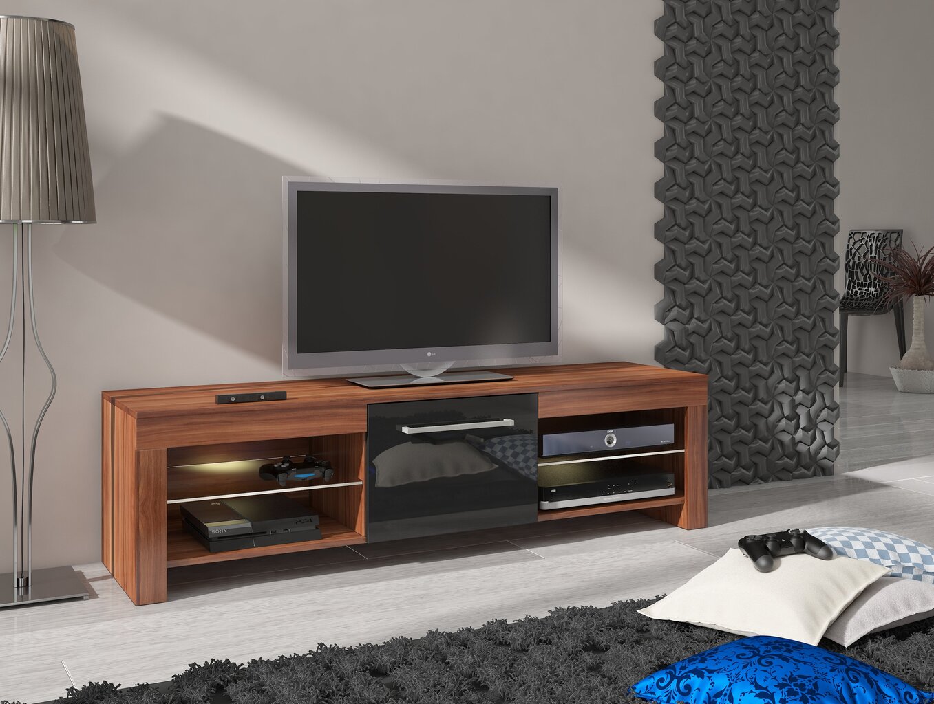 TV staliukas Flex, rudas/juodas kaina ir informacija | TV staliukai | pigu.lt