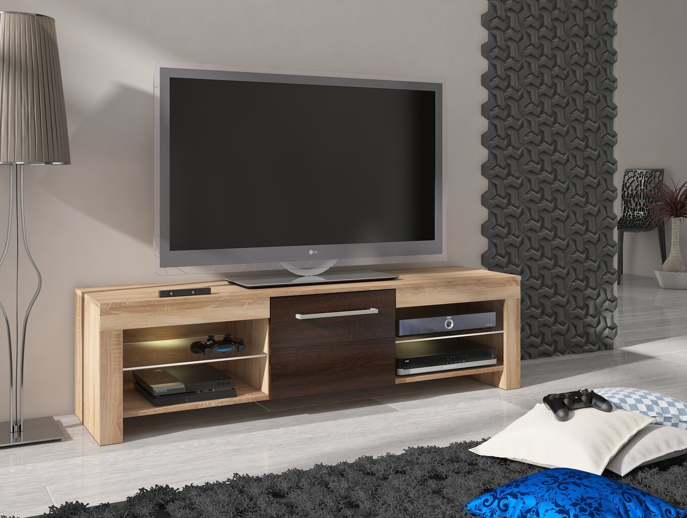 TV staliukas Flex, ąžuolo/rudos spalvos kaina ir informacija | TV staliukai | pigu.lt