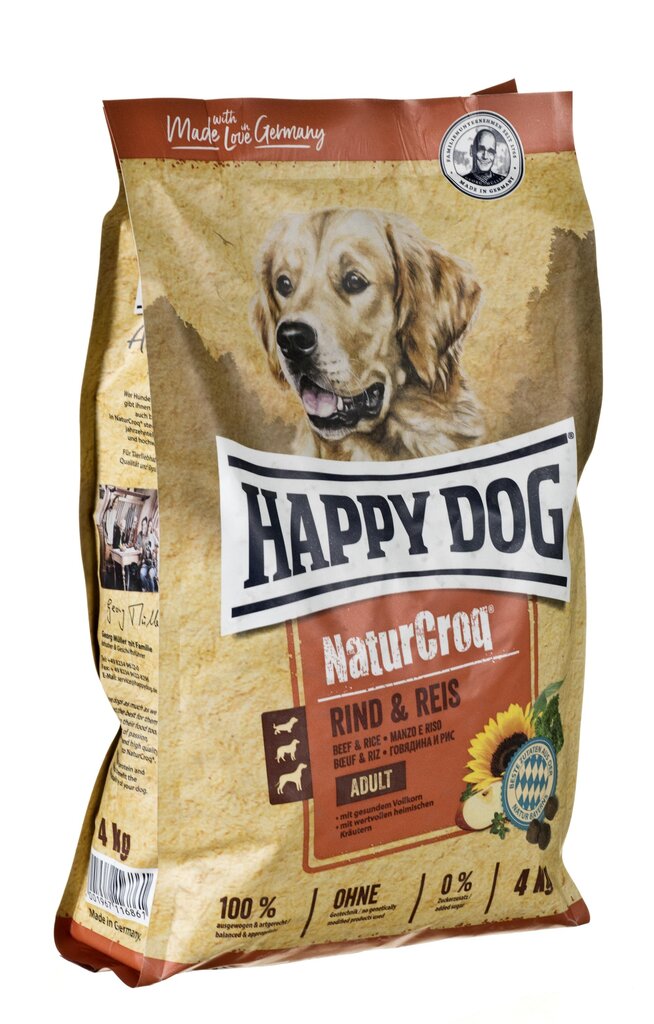 Happy Dog NaturCroq Rind&Reis maistas suaugusiems šunims su jautiena ir ryžiais, 4 kg kaina ir informacija | Sausas maistas šunims | pigu.lt