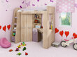 Dviaukštė lova Antresola L, 200x80 cm, ąžuolo/violetinės spalvos kaina ir informacija | Vaikiškos lovos | pigu.lt