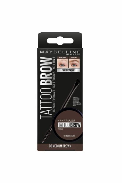 Antakių dažai Maybelline New York Tattoo Brow 2 g, 03 Medium Brown kaina ir informacija | Antakių dažai, pieštukai | pigu.lt