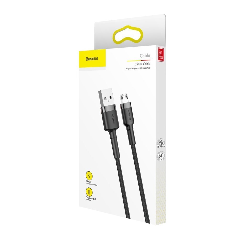 Baseus Cafule USB / micro USB QC3.0 2.4A 0,5M laidas Juoda - Pilka (CAMKLF-AG1) kaina ir informacija | Laidai telefonams | pigu.lt