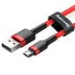 Baseus USB Kabelis Durable Nylon Braided Wire Usb / Micro Usb Qc3.0 2.4A 1M raudonas CAMKLF-B09 kaina ir informacija | Laidai telefonams | pigu.lt