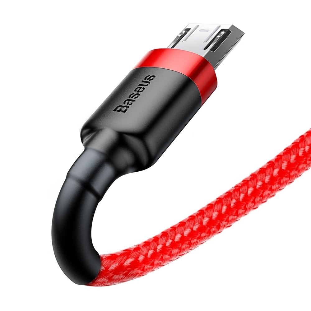 Baseus USB Kabelis Durable Nylon Braided Wire Usb / Micro Usb Qc3.0 2.4A 1M raudonas CAMKLF-B09 kaina ir informacija | Laidai telefonams | pigu.lt