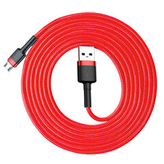 Baseus USB кабель Durable Nylon Braided Wire Usb / Micro Usb Qc3.0 1.5A, 2 м, красный, CAMKLF-C09 цена и информация | Кабели для телефонов | pigu.lt